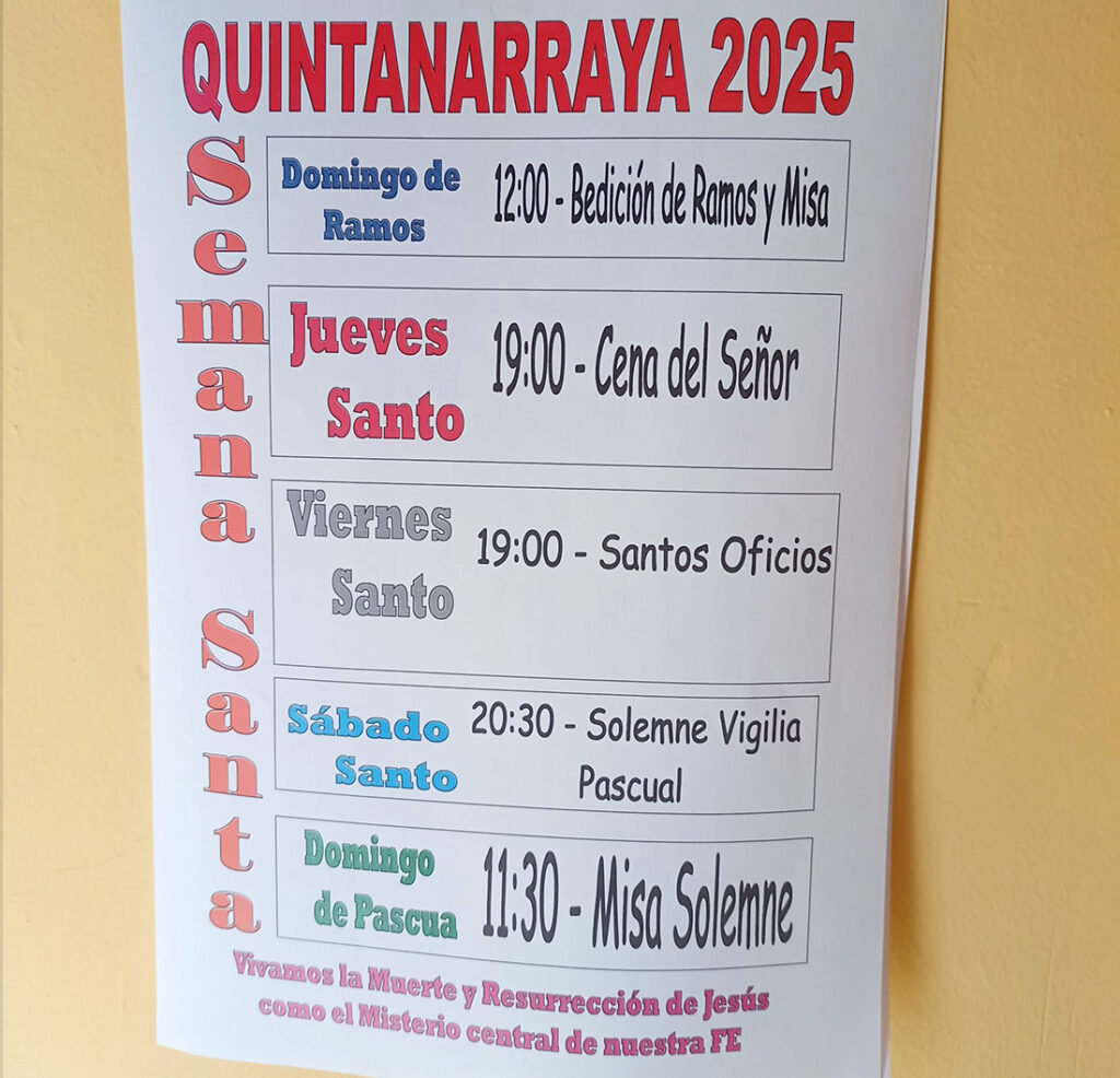 Horario celebraciones Semana Santa - 2025